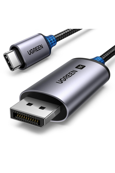 Ugreen Кабел USB-C към DisplayPort CM556, 8K 60Hz, 32,4Gbps, 1м, Черен