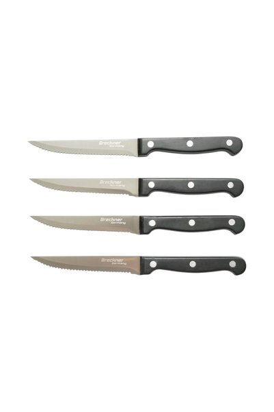 UTB Set 4 cutite steak 11cm, lama zimtata otel 3Cr13, maner bachelita negru B...