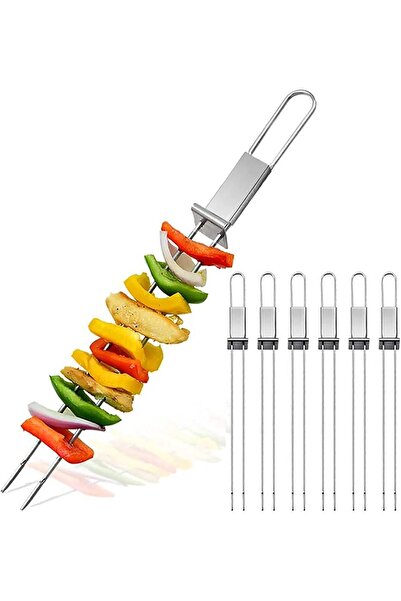 Arabest Stainless Steel Barbecue Skewers with Integrated Sliders,Double Prong...