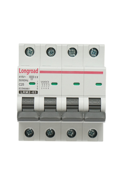 UTB Αυτόματος διακόπτης ασφαλείας MCB 4P 25A 415VAC Longroad
