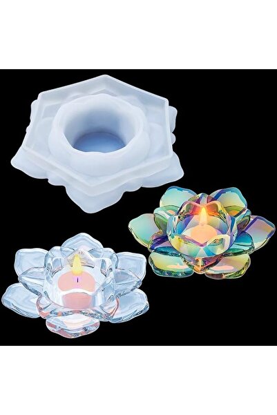 Arabest Lotus Flower Resin Mold,Silicone Casting Mold for DIY Candle Holders,...