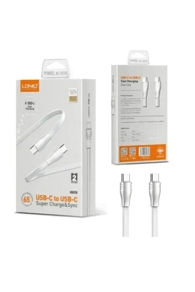 OEM Καλώδιο μεταφοράς δεδομένων USB-C to USB-C 2m LDNIO LS-132 σε λευκό χρώμα