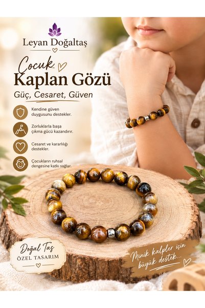 Leyandoğaltaş Çocuk Kaplan Gözü Doğal Taş Bileklik – Özel Tasarım Güç ve Cesa...