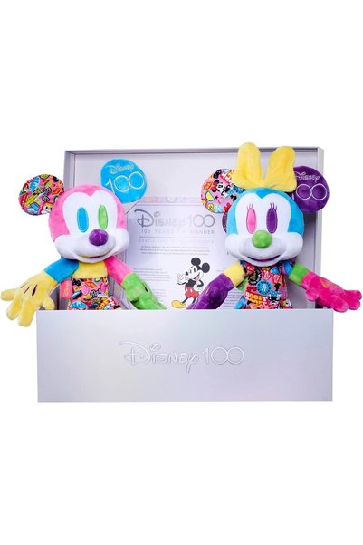 Mickey Mouse Set de plușuri Mickey & Minnie Mouse, Ediție Limitată, Disney 100 de ani, 33 cm, Cutie cadou