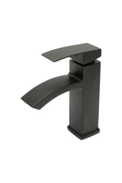 UTB Baterie lavoar tip cascada negru mat, monocomanda, furtunuri incluse Brec...