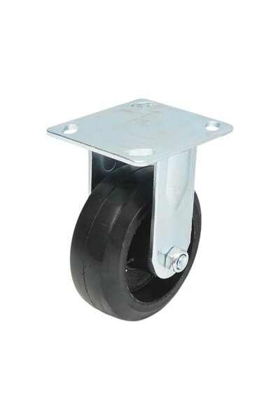 UTB Roata fixa industriala 125x50mm fara frana, cauciuc plin negru, placa ote...