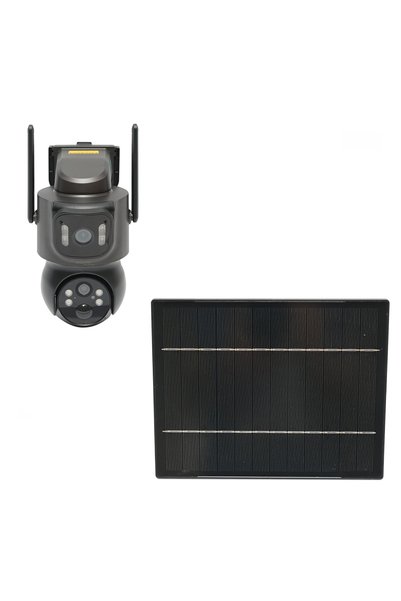 UTB Camera supraveghere lentila duala 4 MP cu panou solar 5W, baterie 18650 i...