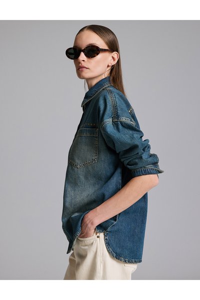 Pierre Cardin Blue Oversize Jean Shirt 50330637-Vr036