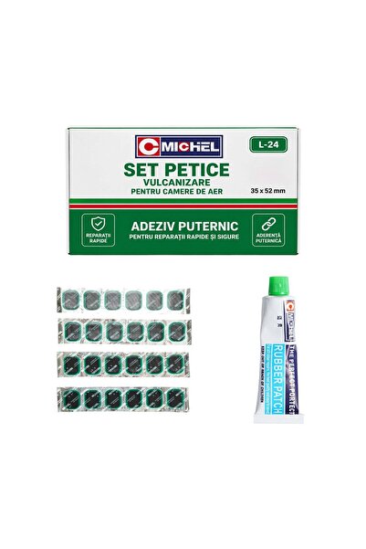 UTB Set 24 petice vulcanizare ovale 35x52mm + 1 tub adeziv 20ml pentru camere...