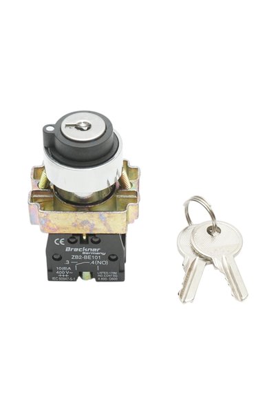 UTB 3-position selector switch with latching and key 2NO, 400V/10A, LAY5-BG33...