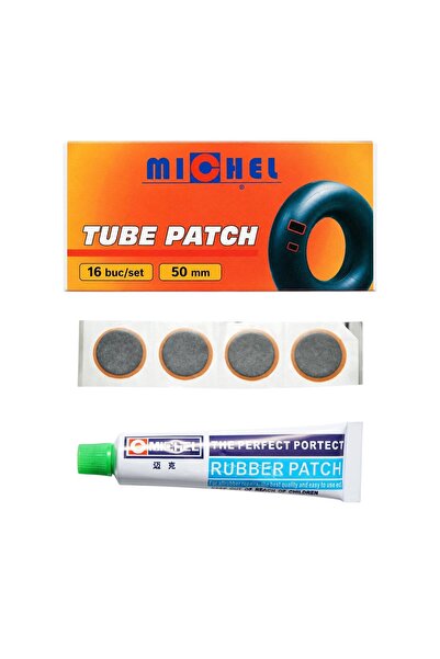 UTB Set 16 petice vulcanizare rotunde 50mm + 1 tub adeziv 20ml pentru camere ...