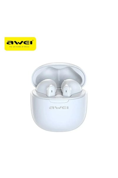 AWEI T68 ENC Earbud Bluetooth Handsfree ακουστικά με θήκη φόρτισης σε λευκά χ...