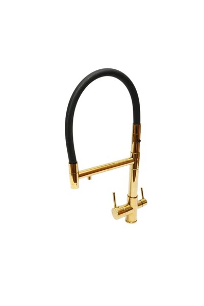 UTB Baterie chiuveta bucatarie Premium din cupru, pipa flexibila 2 functii, d...