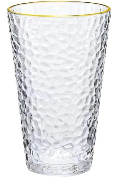 Arabest Golden Rim Hammered Crystal Cup,Retro Embossed Heat Resistant Tea and...