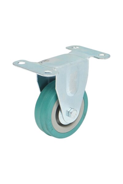UTB Roata fixa 65x19mm fara frana, cauciuc plin albastru, placa otel 100x59mm...