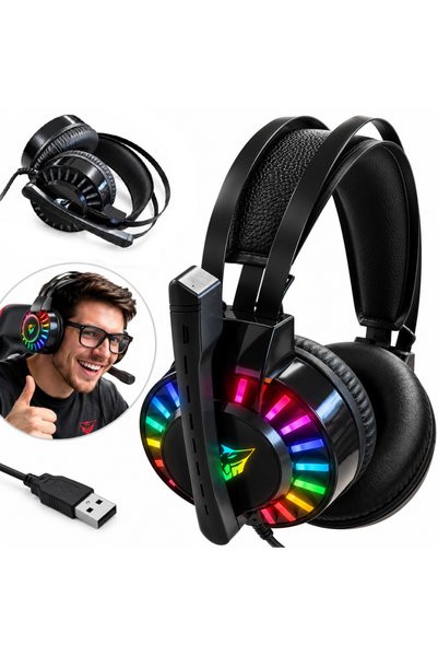 zola Ακουστικά gaming με μικρόφωνο, ήχος surround 7.1, ηχεία 50 χιλιοστών, φω...
