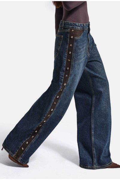 it's basic Kadın T-2w6-8 Süper Baggy Aksesuar Detaylı Özel Tasarım Denim Jean