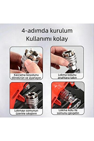 Titi 6620 3/8" Ayarlı Lokma Anahtarı 10-19 mm (Bits Lokma Adaptörlü)