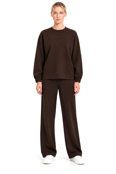 Perspective Comfortable Cut Double Tracksuit Set with Line Stitching Detail