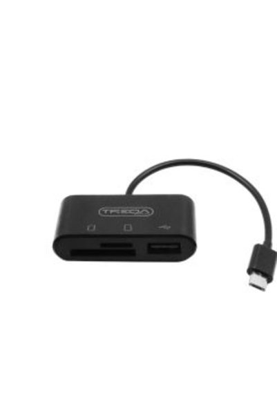 Treqa USB Hub OTG και Αναγνώστης Καρτών TF/SD με Βύσμα Micro USB USB-5 Μαύρο