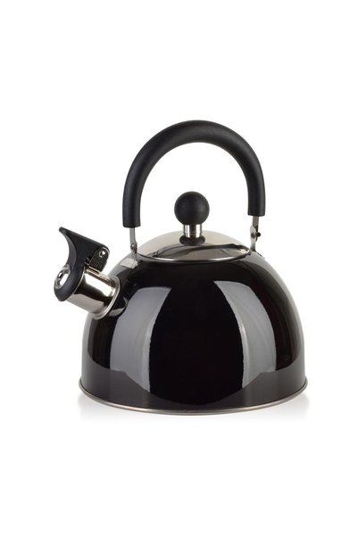 MONDEX Ceainic cu fluier CURT din oțel inoxidabil, negru, 2 l, 18 × 22 cm