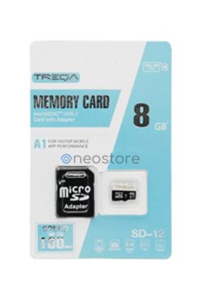 Treqa Κάρτα Μνήμης Micro SDHC 8GB Class 10 U1 A1 UHS-1 με Αντάπτορα SD SD-12-8GB