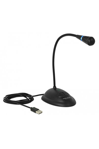 DELOCK μικρόφωνο με βάση και mute button 65871, USB, 1.7m, μαύρο