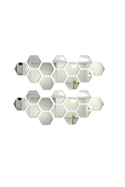G Glixicom Set 24 Bucati Oglinda Hexagonala Acrilica 12,5 x11x 6,5 cm Diametr...