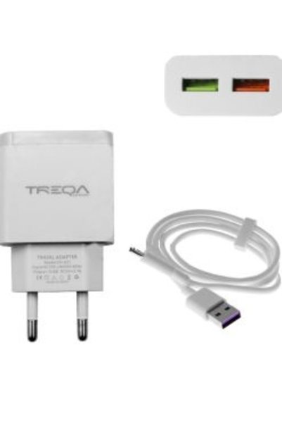 Treqa Φορτιστής Ταχείας Φόρτισης με 2 Θύρες USB 3.1A και Καλώδιο USB Type-C 1...
