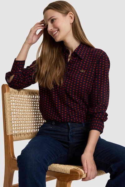U.S. Polo Assn. Cămașă de damă bordeaux cu mânecă lungă 50329493-VR014