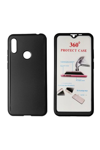 POWERTECH Θήκη Body 360° με Tempered Glass για Huawei Y6/Pro 2019, μαύρη