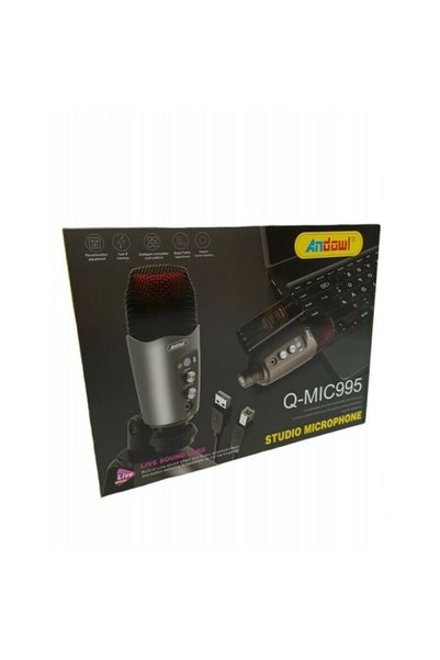 Andowl Μικρόφωνο Πυκνωτικό USB Q-MIC995 Ασημί Επιτραπέζιο Studio