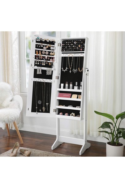 SONGMICS Oglindă de podea cu suport, din MDF, cu spațiu de depozitare, 41x37x...