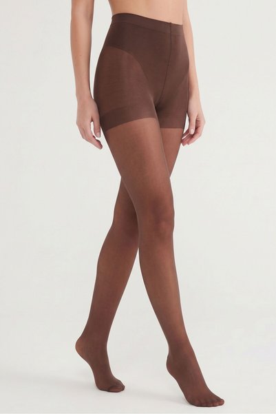 OBJE Women's Cocoa 15 Den No-Toe Pantyhose