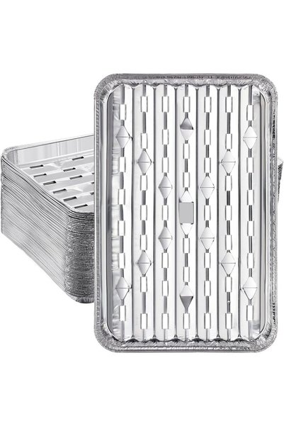 Generic Aluminum Broiler Pans, 50 Pcs Disposable Durable Broiling Grill Trays...