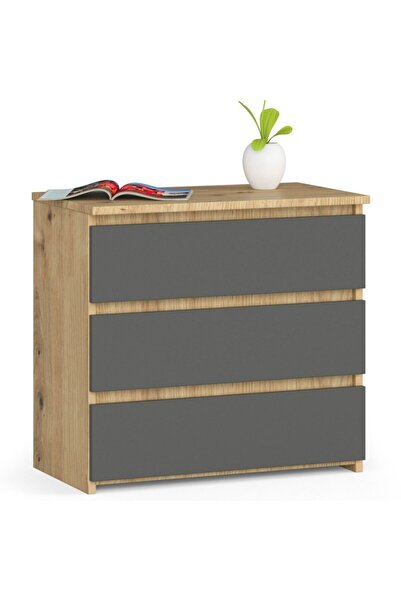 MyOfficeShop Noptieră cu 3 sertare, PAL laminat de 16 mm, 60x35x57 cm, stejar...