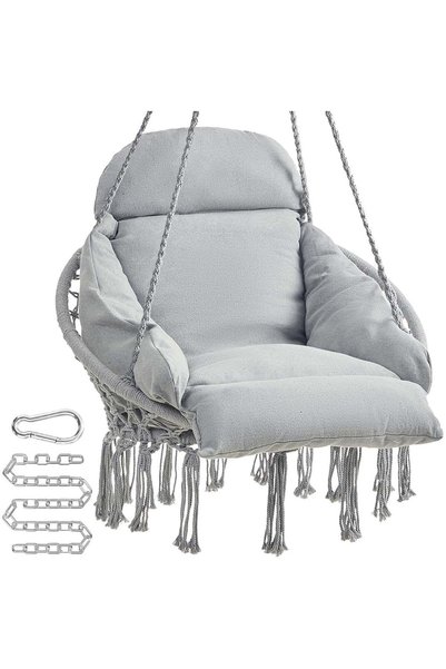 SONGMICS Scaun suspendat tip hamac cu pernă groasă, stil scandinav, cadru met...
