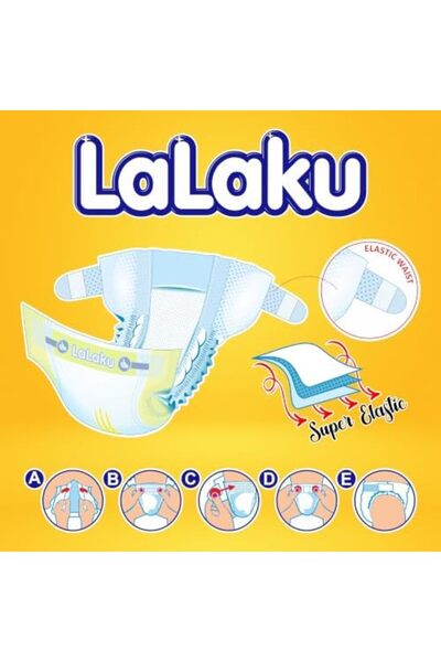 Lalaku حفاضات أطفال للاستخدام مرة واحدة، عبوة جيجا ميني 32 قطعة، مقاس 3