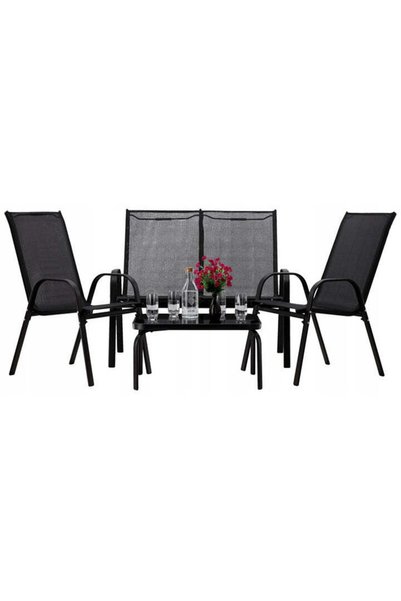 MyOfficeShop Set mobilier de grădină din textilene, 2 scaune, 1 canapea și 1 ...