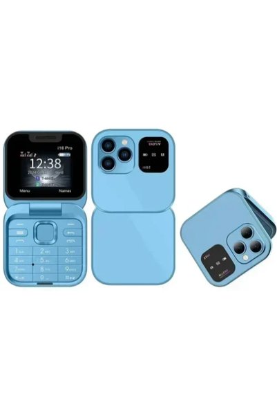 Andowl Mini κινητό tηλέφωνο πτυσσόμενο P9 PRO Flip σε μπλε χρώμα