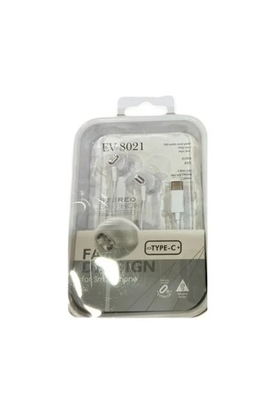 OEM EV-8021 Type-C Handsfree ακουστικά με βύσμα USB-C σε λευκό χρώμα