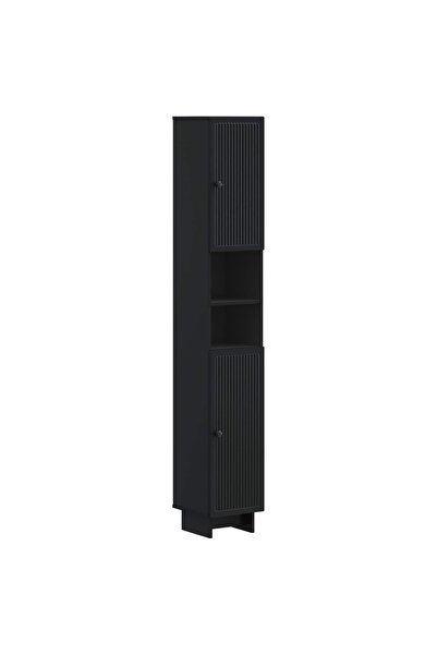 vidaxl Cabinet de Baie cu Raft Deschis EDE Negru 30 x 31 x 190 cm