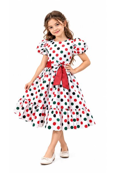 LAMORA UAE National Day Polka Dot Dress for Girls