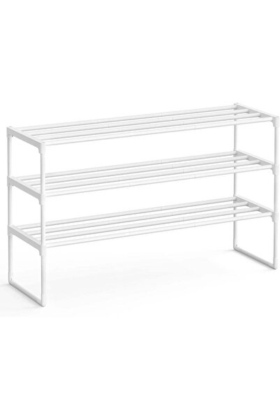 SONGMICS Raft de pantofi cu 3 niveluri, structură metalică, pentru 12-15 pere...