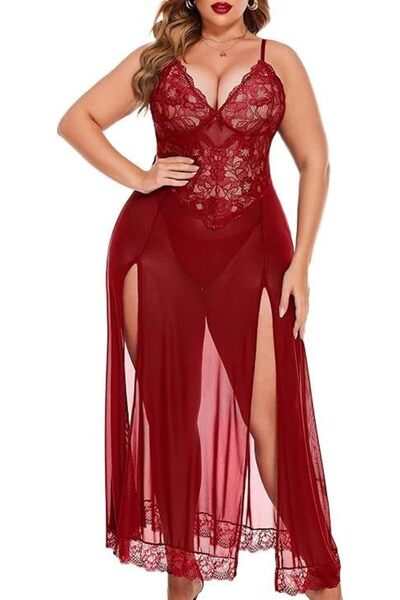 Generic Women's Lace Floral Maxi Babydoll Lingerie, Ready To Wear