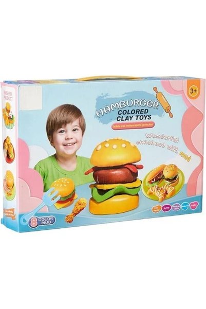 OEM Παιδικό σετ δημιουργίας Burger με 8 χρώματα πλαστελίνης 037934 μπλε