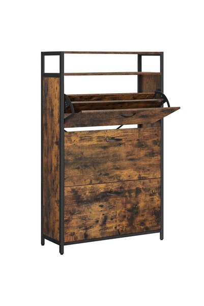 VASAGLE Pantofar din MDF cu 3 uși batante, pentru 15-24 perechi, 80x30x130cm,...