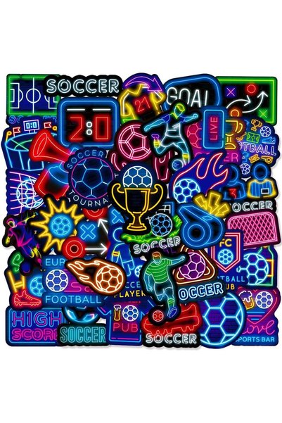 Generic 50PCS Soccer Stickers, Cool Neon Football Vinyl Stickers, Waterproof ...