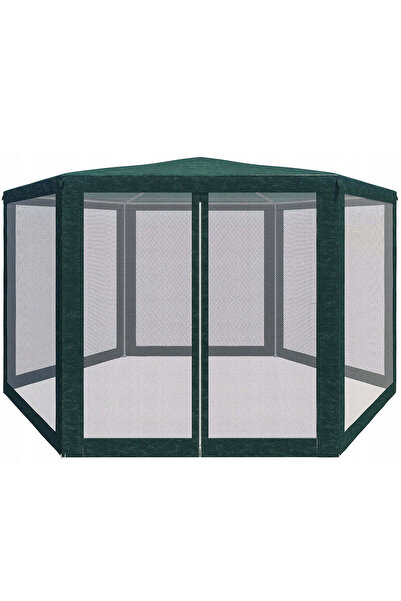 MyOfficeShop Pavilion cu plasă anti-insecte, cu fermoar, hexagonal, 200cm, Verde