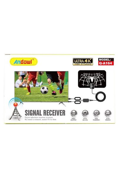 Andowl Κεραία Τηλεόρασης Q-A164 Εσωτερική Μαύρη Coaxial Χωρίς Τροφοδοσία
